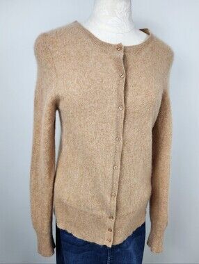 VTG  Fits Medium Hudson's Bay Tan Cashmere Cardigan Size XL Old Money Heritage